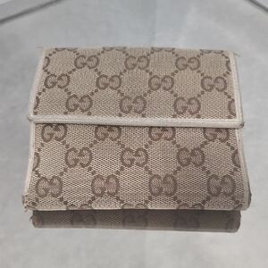 Gucci Beige and Brown Monogram Wallet